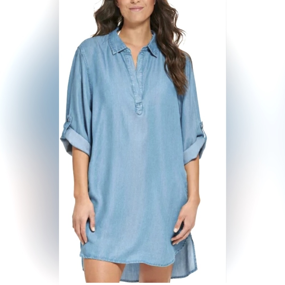 Tommy Hilfiger high/low Jean chambray shirtdress or swimsuit cover-up